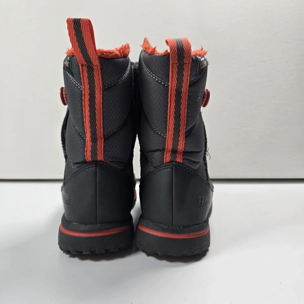 LL Bean Feldspar Kids Lightweight Winter Boots‎ Sz 11 Gray Orange 513076 Boys
